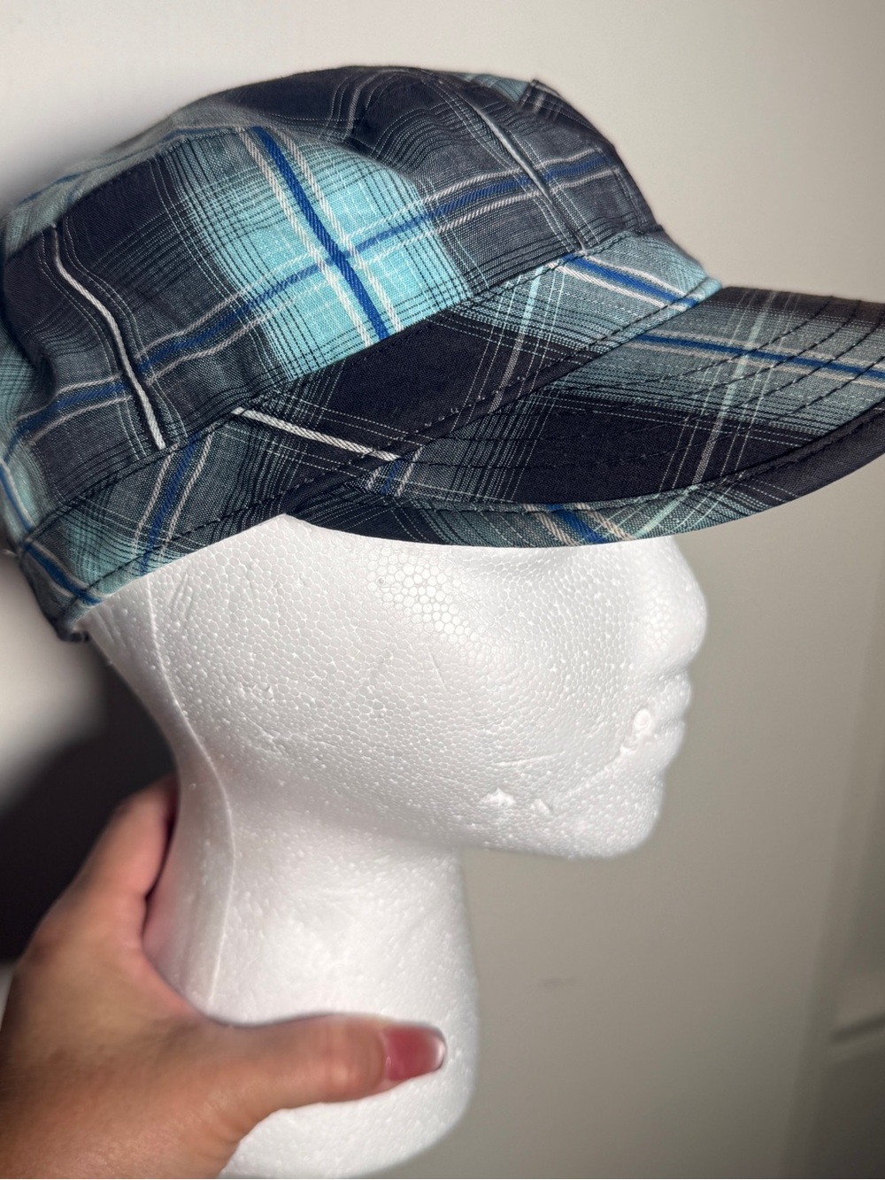 Rainbow Headwear Y2K Plaid Casual Military Cadet Cap - Blue/Black OS